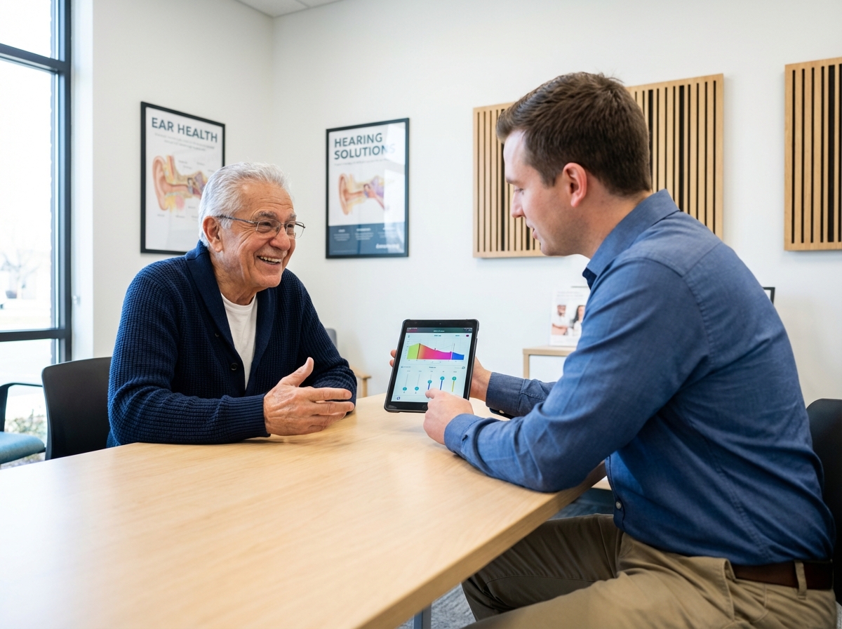 Audiologiste montrant une application d
