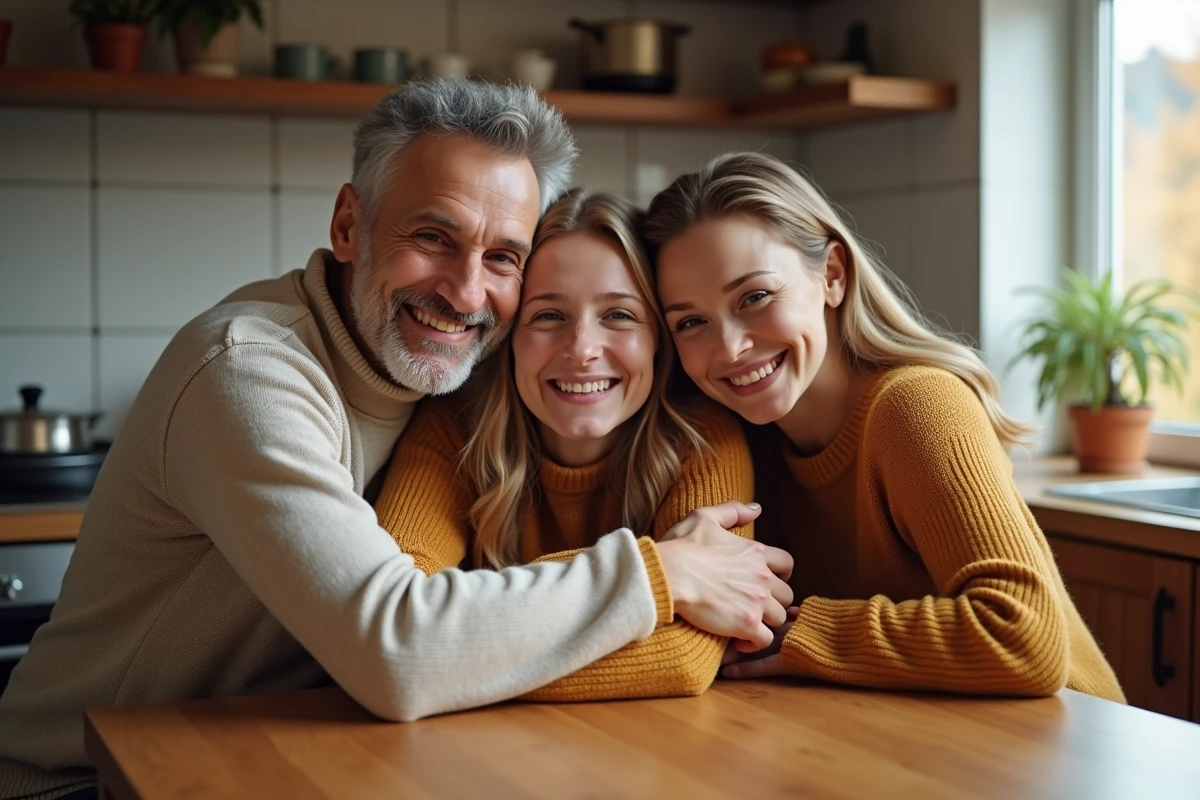 Famille réunie autour d