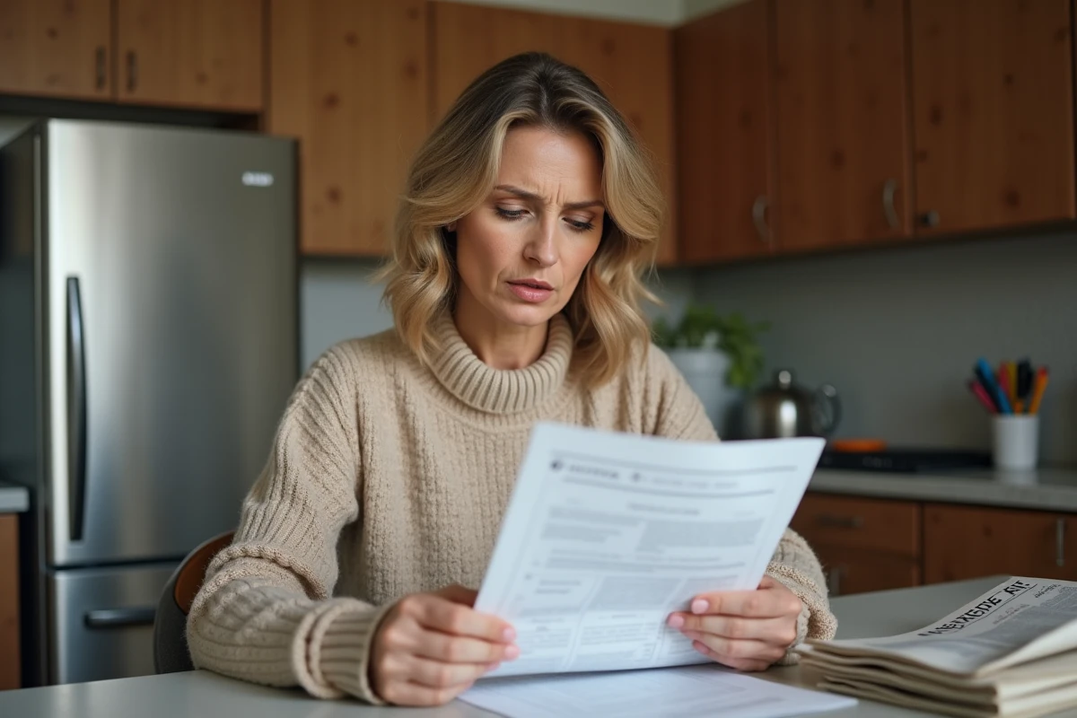 Femme lit un rapport de laboratoire à la maison