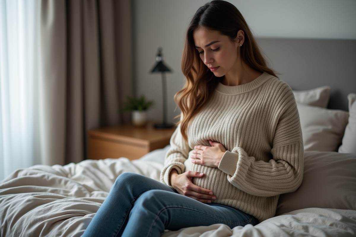 Femme pensive dans sa chambre pour l article