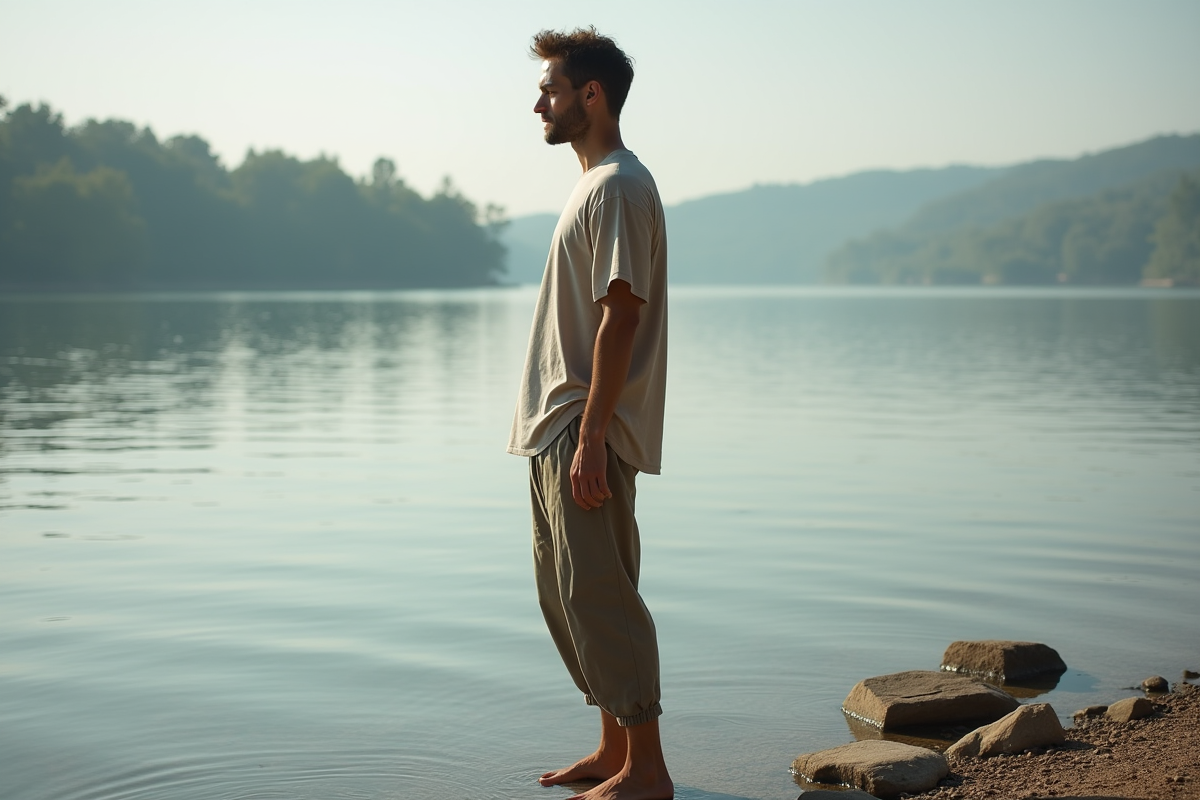 Homme en tenue de sport près d