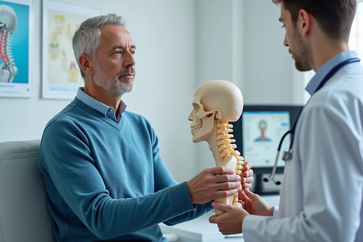 Patient attentif lors d'une consultation neurologique