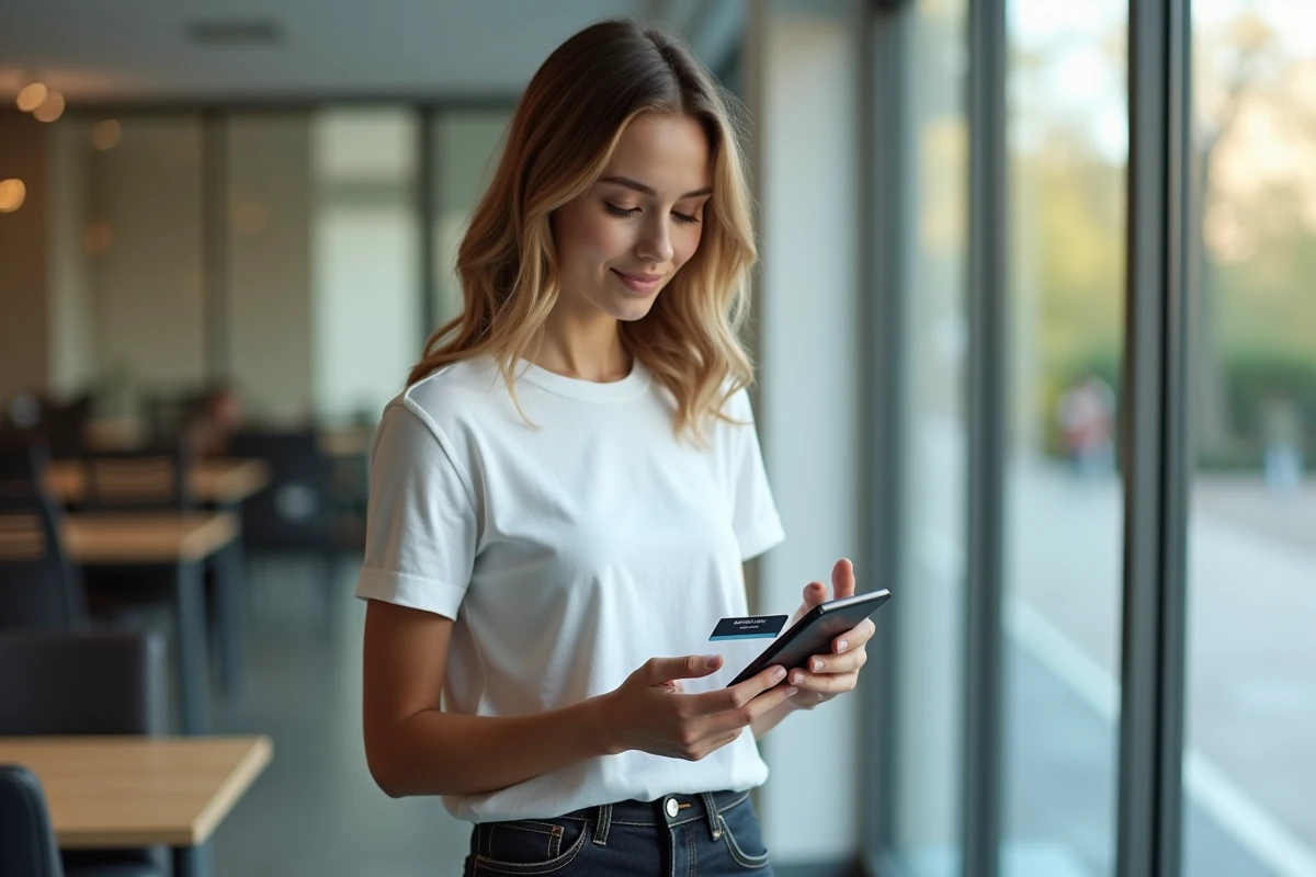 Étudiante consultant la récupération de son identifiant Cristolink sur smartphone avec sa carte étudiante