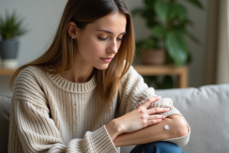 Femme appliquant une creme naturelle sur son bras