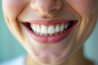 Sourire d'un jeune adulte avec dents blanches éclatantes